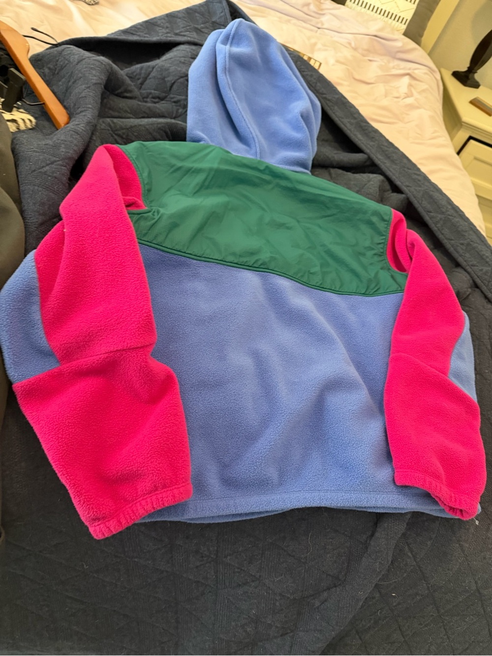 Patagonia  Hooded Colorblock Fleece Jacket - Blue, Pink & Green - Picture 2 of 2
